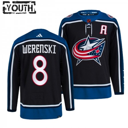 Barn Ishockey Columbus Blue Jackets tröja Zach Werenski 8 Adidas 2022-23 Svart Reverse Retro 2.0 Authentic